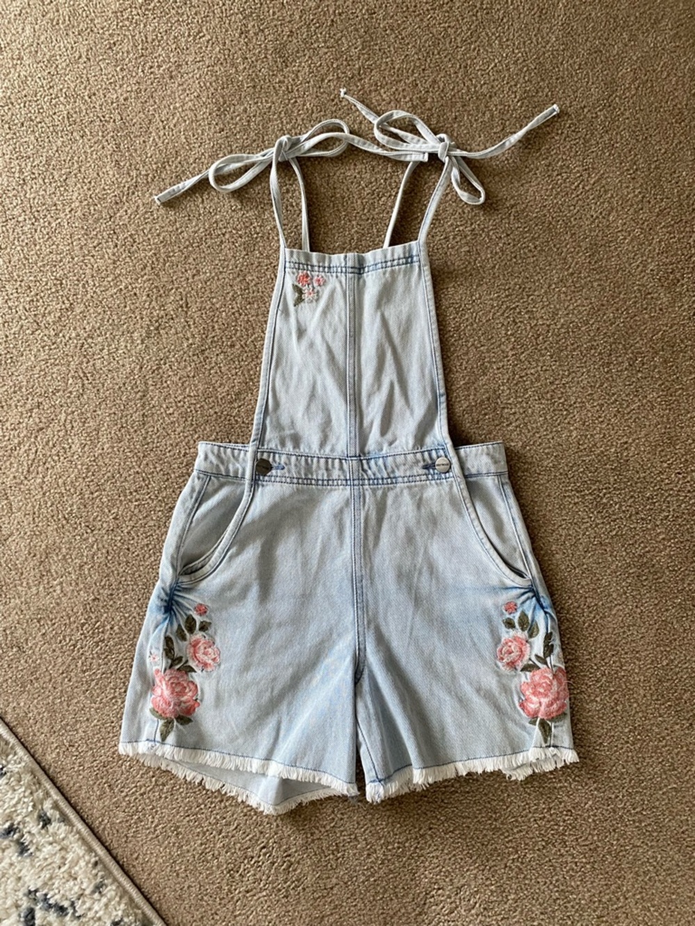 Driftwood Raphy Shortall Floral Embroidered Overalls - Picture 4 of 9